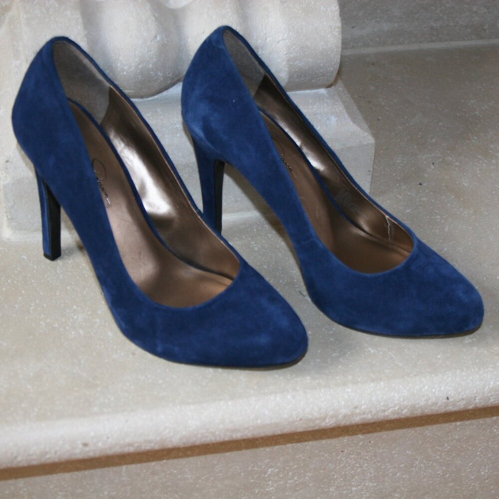 Jessica Simpson Marya Sapphire Blue Suede Pumps 9 1/2 Medium